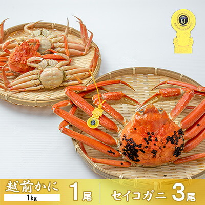 【ふるさと納税】茹で越前ガニ【期間限定】食通もうなる本場の味をぜひ、ご堪能ください。セイコガニセット 約1kg＋セイコガニ3杯 越前がに 越前かに 越前カニ カニ ボイルガニ 蟹 　お届け：2026年11月10日～2026年12月25日頃