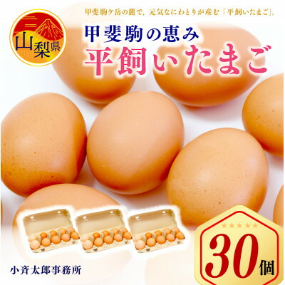 【ふるさと納税】甲斐駒の恵み・着色料無添加の平飼いたまご30個【配送不可地域：離島】【1226018】