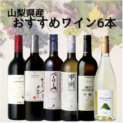 【ふるさと納税】山梨県産ワインおすすめ赤白6本セット(1)008_ ワイン 赤ワイン 白ワイン 飲み比べ セット 山梨 ギフト 美味しい 送料無料 【配送不可地域：離島】【1606809】