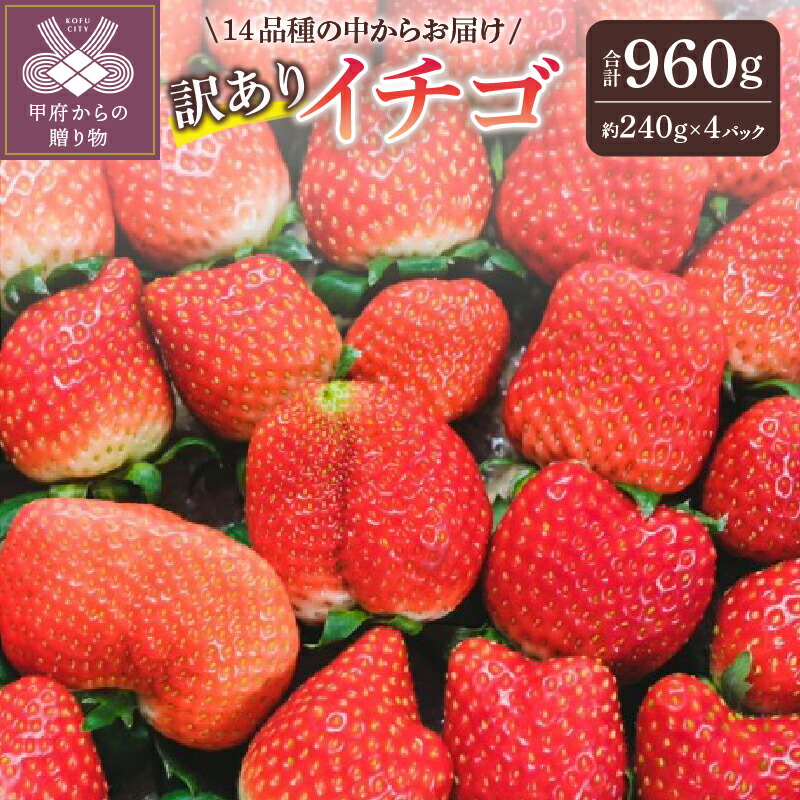 【ふるさと納税】 訳あり いちご 先行予約 2026年 25/26年 セット ギフト 贈答 採れたて フルーツ 約240g×4パック 冷蔵 山梨 甲府市産 k222-008 12,600円