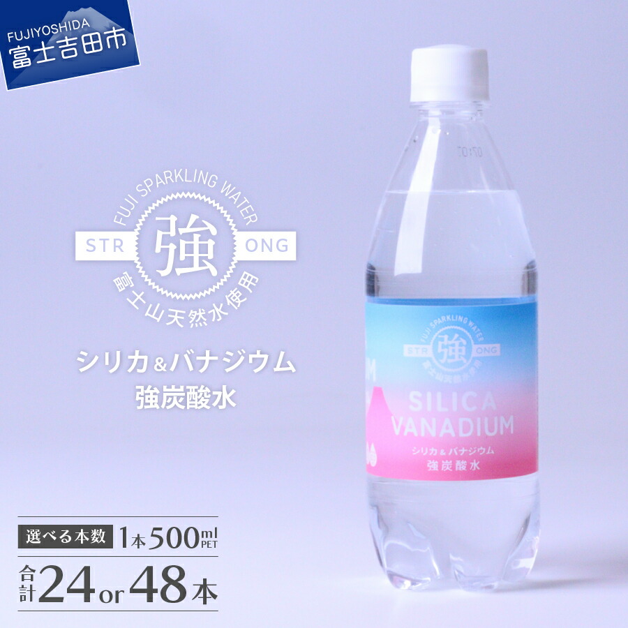 【ふるさと納税】 炭酸水 シリカ バナジウム 強炭酸水 500ml 選べる本数 24本 48本 富士山工場限定 プレミアム 天然水 富士山 伏流水 湧き水 喉越し 割り材 国産 ソーダ PET500ml×1箱(24本入) 友桝飲料|山梨県富士吉田市