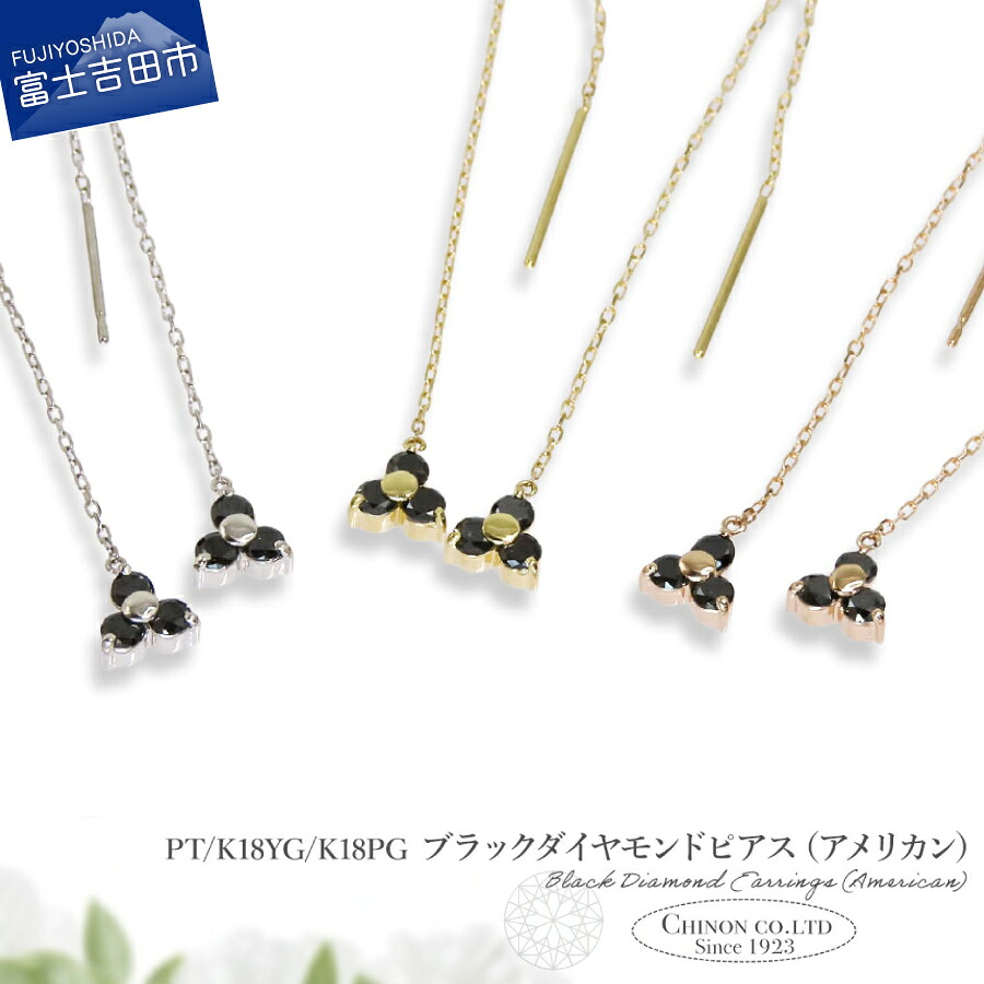 【ふるさと納税】 ピアス アメリカンピアス チェーン ブラックダイヤモンド トータル約0.3カラット 選べる地金 PT900 K18YG K18PG ジュエリー アクセサリー プラチナ 18金 イエローゴールド ピンクゴールド 天然石 宝石 女性 レディース プレゼント 4月誕生石 誕生日 記念日