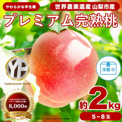【ふるさと納税】約2kg 完熟 桃 とろける甘み YAMANASHI PRIDE (5～8玉)_桃 山梨 もも モモ フルーツ 果物 くだもの ふるさと 産地直送 山梨県 山梨市 人気 美味しい 【配送不可地域：離島・北海道・沖縄県・中国・四国・九州】【1222000】