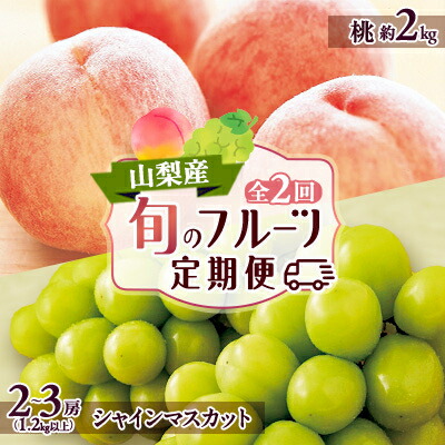 【ふるさと納税】【発送月固定定期便】山梨市フルーツ定期便(桃・シャインマスカット)全2回【配送不可地域：離島】【4006310】