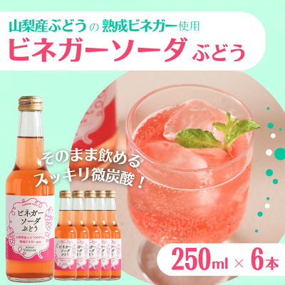 【ふるさと納税】山梨産ぶどう100%の熟成ビネガーで造った!そのまま飲める「ビネガーソーダぶどう6本セット」【1518345】｜山梨県山梨市