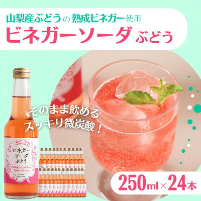 【ふるさと納税】山梨産ぶどう100%の熟成ビネガーで造った!そのまま飲める「ビネガーソーダぶどう24本セット」【1518783】 28,600円