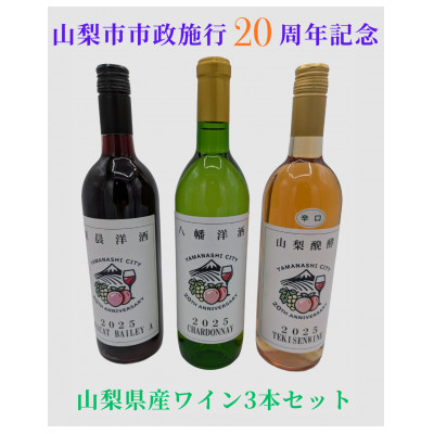 【ふるさと納税】山梨市市政施行20周年記念ワイン 3本セット(赤・白・ロゼ)【1702983】