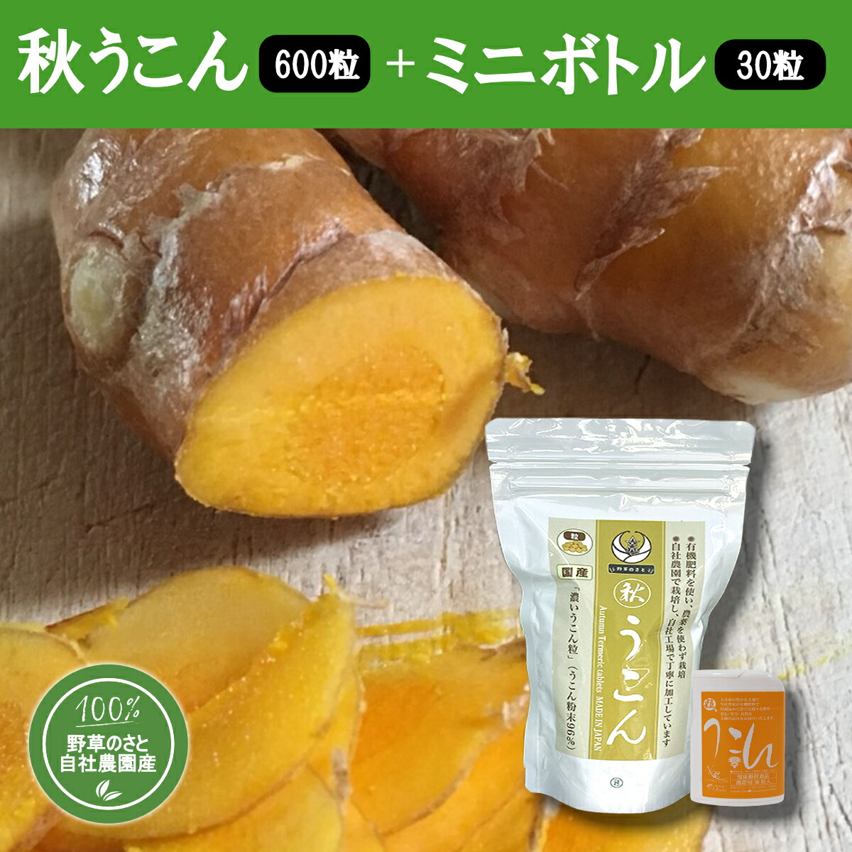【ふるさと納税】秋うこん600粒+ミニボトル30粒入
