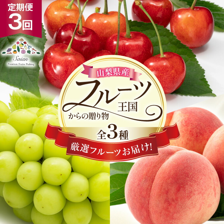 【ふるさと納税】【定期便 3回】フルーツ王国からの贈り物 [斎庵 山梨県 韮崎市 20742802] さくらんぼ 桃 もも シャインマスカット ぶどう フルーツ 果物 高級 季節限定 冷蔵
