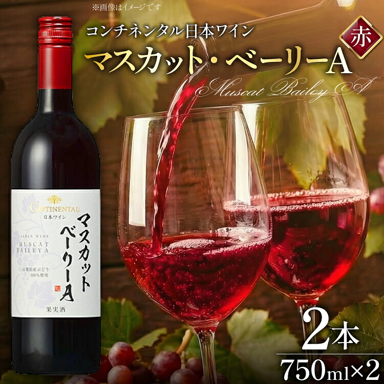 【ふるさと納税】 ワイン 山梨 赤 赤ワイン セット 詰め合わせ 日本ワイン お酒 アルコール コンチネンタル マスカット・ベーリーA 750ml &times; 2本 酒 洋酒 母の日 父の日 記念日 ギフト 送料無料 [サン.フーズ 山梨県 韮崎市 20743138]｜山梨県韮崎市