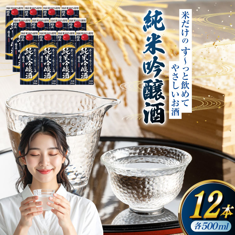 【ふるさと納税】日本酒 福徳長 米だけのす～っと飲めてやさしいお酒 純米吟醸酒 500ml紙パック 12本（1220269） お酒 酒 純米吟醸 米こうじ 純米 清酒 パック酒 紙パック 日本酒パック 宅飲み [武田食品株式会社 山梨県 韮崎市 20745239]｜山梨県韮崎市