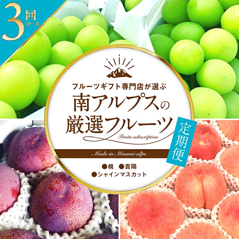 【ふるさと納税】 5-94 フルーツギフト専門店が選ぶ南アルプスの厳選フルーツ定期便　全3品種（桃、貴陽、シャインマスカット） ふるさと納税  おすすめ 山梨県 南アルプス市 送料無料 ALPAH010