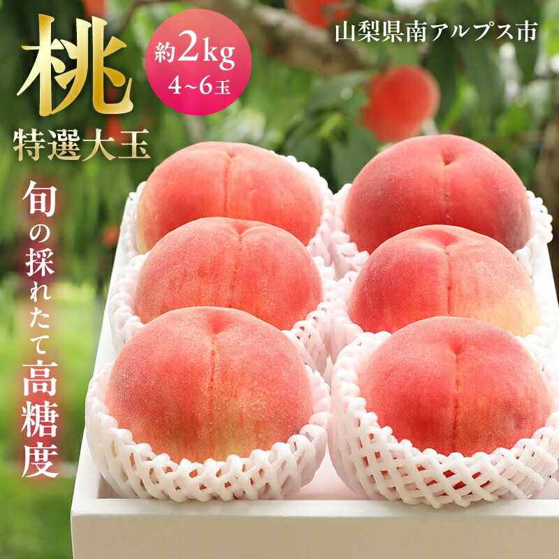 【ふるさと納税】 5-97 南アルプス市産高糖度　特選大玉桃 約2kg【5～6玉】 ふるさと納税  おすすめ 山梨県 南アルプス市 送料無料 ALPAH023