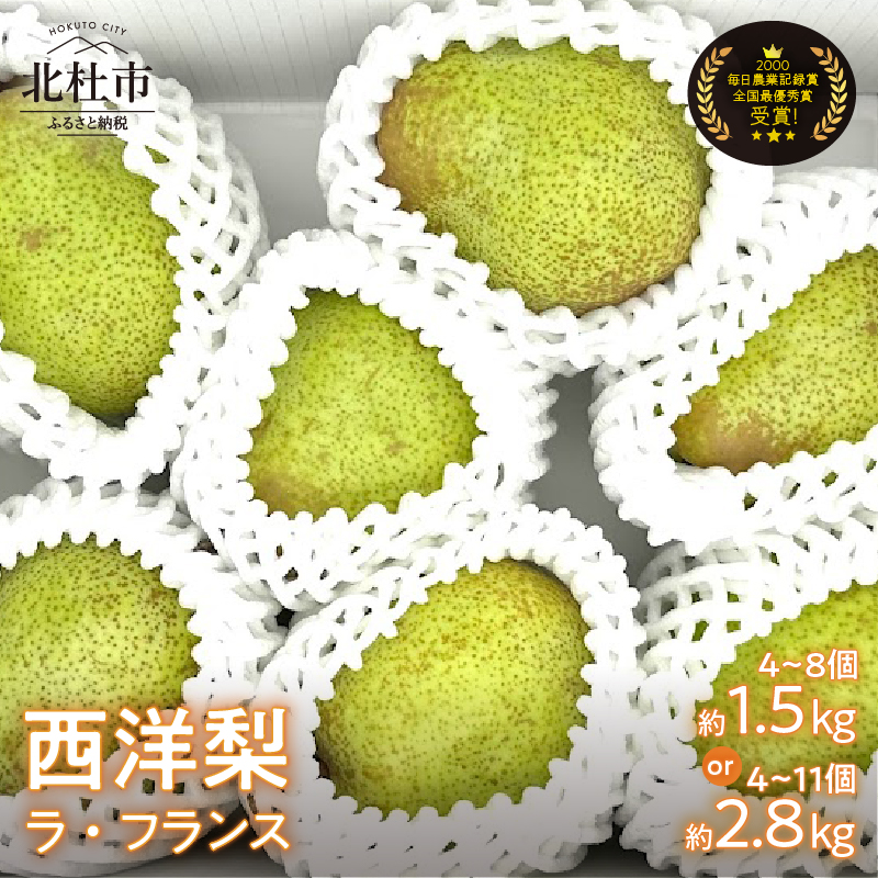 【ふるさと納税】 ラ・フランス 西洋梨  約1.5kg 約2.8kg 【先行予約】 毎日農業記録賞・全国最優秀賞受賞 やまなしGAP認証 梨 フルーツ 果物 甘い ジューシー 糖度14度以上 安全安心 高品質  贈答品 贈答 数量限定 山梨県産 北杜市 送料無料
