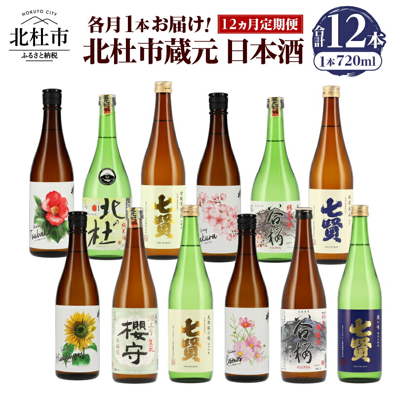 【ふるさと納税】 日本酒 12ヶ月 定期便 720ml 12本 各月1本 飲み比べ 純米吟醸 純米酒 七賢 生?造り 本醸造 山梨銘醸 谷櫻酒造 武の井酒造 蔵元 晩酌 ギフト 贈り物 プレゼント 酒 家飲み 日本酒ラバー 山梨県 北杜市 母の日 父の日 送料無料|山梨県北杜市