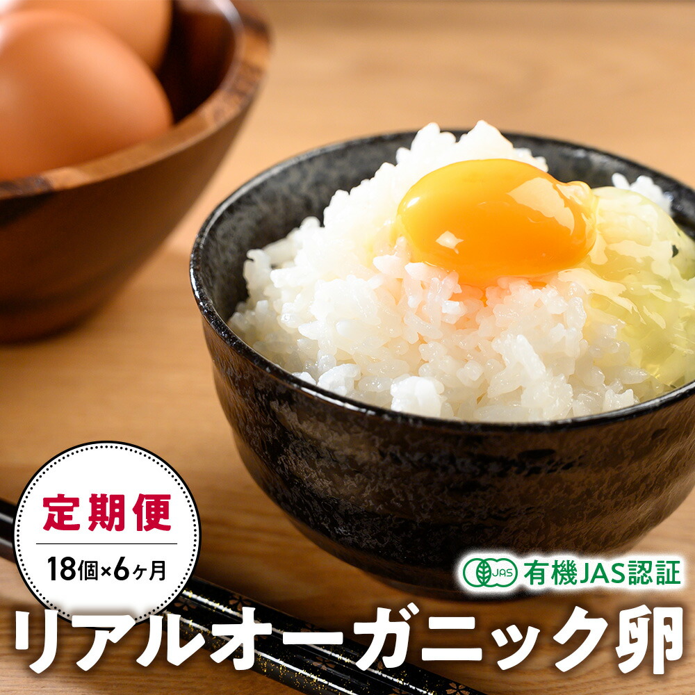【ふるさと納税】定期便 リアルオーガニック卵18個×6ヶ月 卵 有機JAS認証 有機 平飼い たまご 生卵 鶏卵 山梨県甲斐市　 たまごかけご飯 オムレツ 卵料理 玉子焼き 目玉焼き 食材　B-23