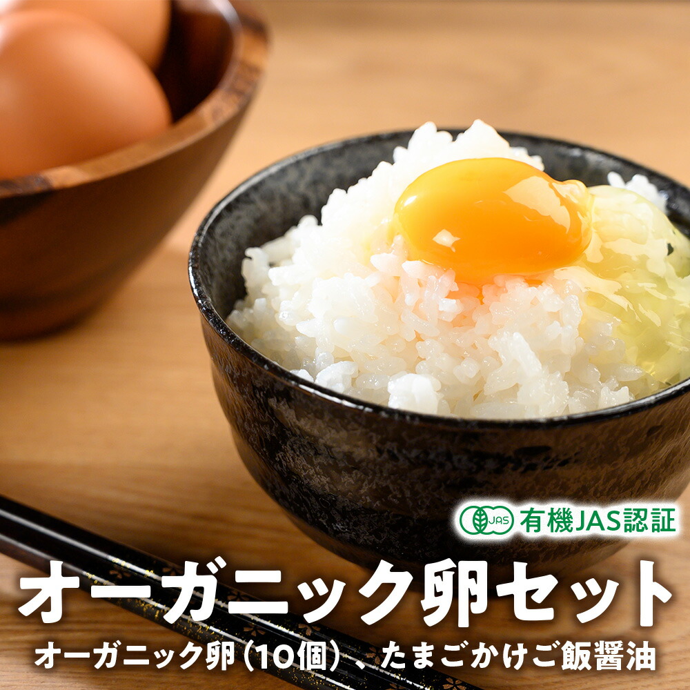 【ふるさと納税】オーガニック卵セット (卵10個×たまごかけご飯醤油) 卵 たまご タマゴ 玉子 鶏卵 生卵 黒富士農場 たまごかけご飯 醤油 オーガニック 冷蔵 クール便 有機JAS 山梨 甲斐市 B-5