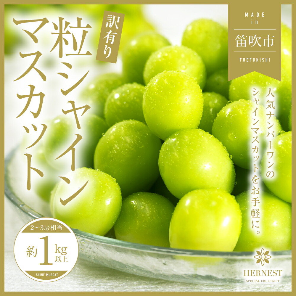 【ふるさと納税】＜25年発送先行予約＞山梨県笛吹市産　シャインマスカット訳有粒　1kg以上 ふるさと納税 シャインマスカット 笛吹市  国産 人気 期間限定  ぶどう ブドウ 葡萄 訳あり 旬 果物 フルーツ 山梨県 送料無料 105-018