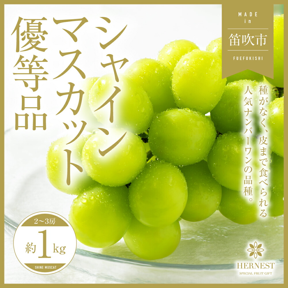 【ふるさと納税】＜25年発送先行予約＞ 山梨県笛吹市産　シャインマスカット 優等品 約1kg 2～3房 【ご家庭用】 ふるさと納税 シャインマスカット 笛吹市  国産 人気 期間限定 ぶどう ブドウ 葡萄 プレゼント 贈り物 ギフト 旬 果物 フルーツ 山梨県 送料無料 105-025