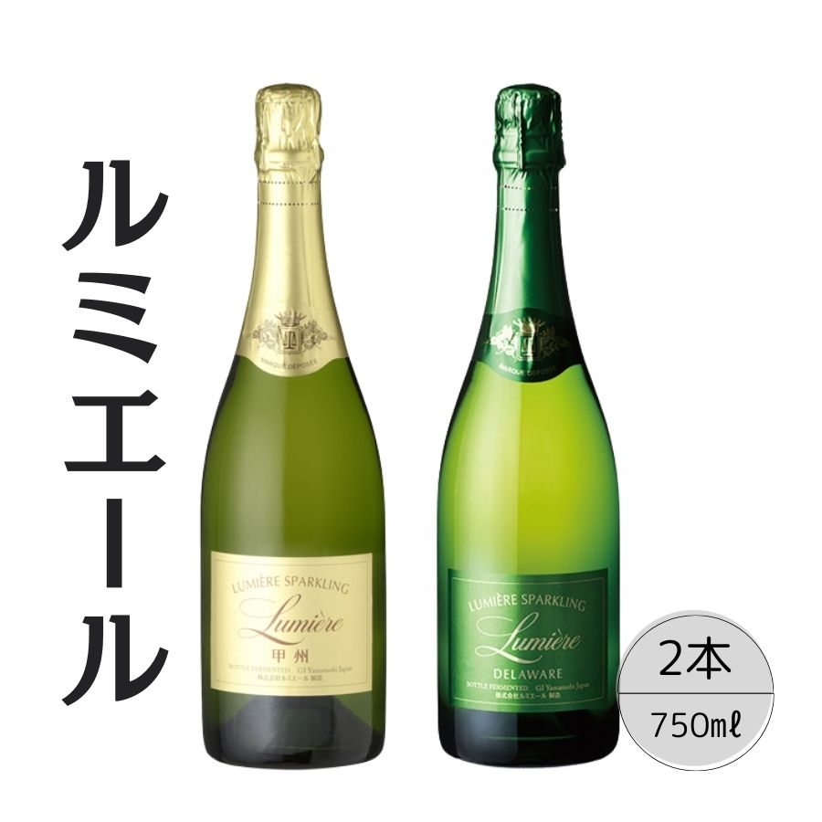 【ふるさと納税】ルミエール　スパークリング甲州・デラウェア2本セット ふるさと納税 ワイン 笛吹市 山梨ワイン 酒 アルコール 山梨県 記念品 お祝い 送料無料 167-125｜山梨県笛吹市