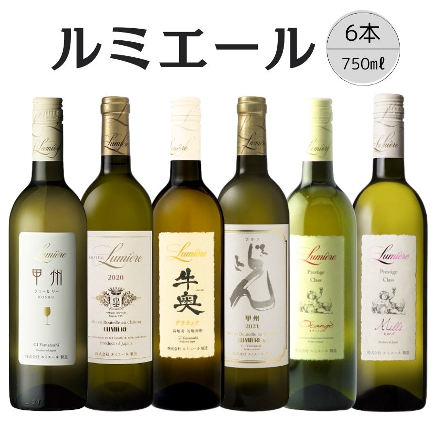 【ふるさと納税】ルミエール　おすすめ白ワイン6本 ふるさと納税 ワイン 笛吹市 山梨ワイン 酒 アルコール 山梨県 記念品 お祝い 送料無料 167-132｜山梨県笛吹市