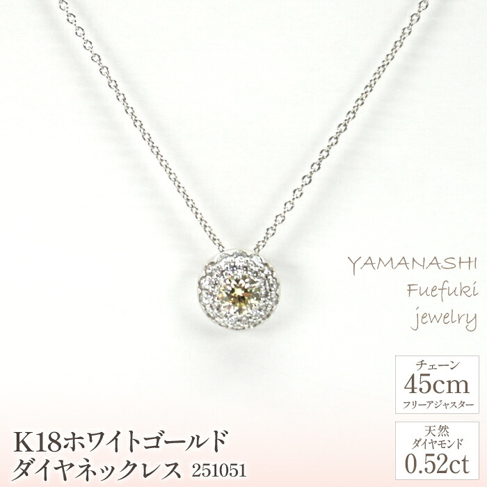 【ふるさと納税】K18ホワイトゴールド　ダイヤ　ネックレス　管理番号251051　×1本 ふるさと納税 人気 おすすめ ランキング アクセサリー 宝石 ジュエリー 高級 記念日 プレゼント 山梨県 笛吹市 送料無料 218-074