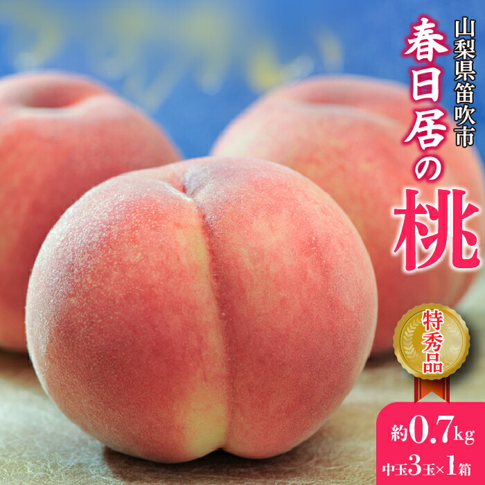 【ふるさと納税】＜25年発送先行予約＞≪山梨直送≫山梨産「春日居の桃」特秀品・中玉3玉×1箱　合計0.7kg  ふるさと納税 人気 おすすめ ランキング もも 桃 国産 人気 期間限定 果物 フルーツ ギフト 贈り物 プレゼント 旬 山梨県 笛吹市 送料無料 203-003