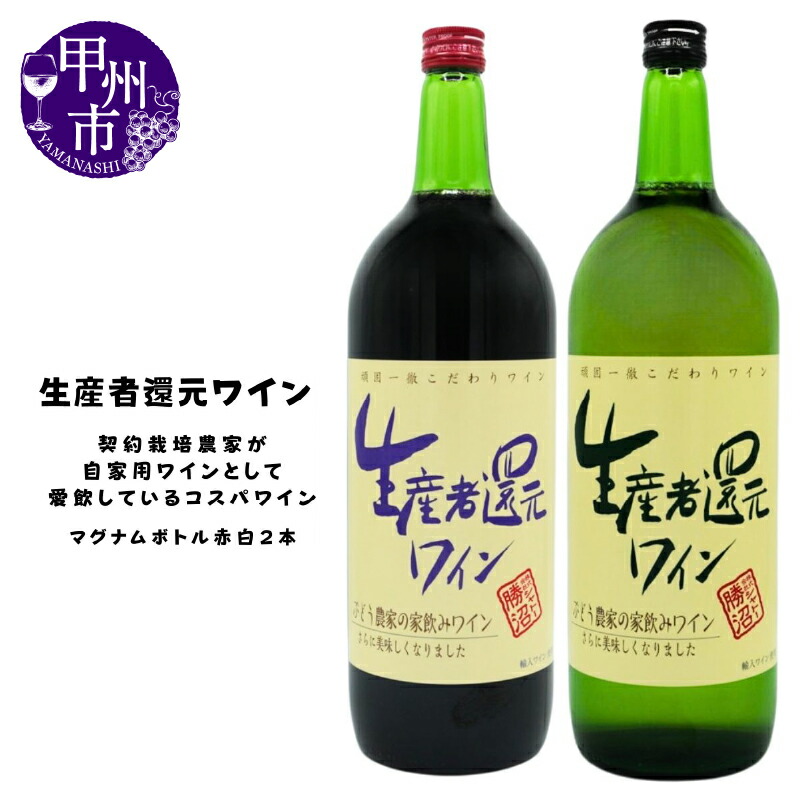 【ふるさと納税】 ワイン 赤ワイン 白ワイン セット 生産者還元 シャトー勝沼 コスパ 1500ml 2本 飲み比べ 国産葡萄 輸入ワイン 甲州 ライトボディ やや辛口 母の日 父の日 記念日 ギフト 家庭用 山梨 甲州市 (MG) 【B11-470】