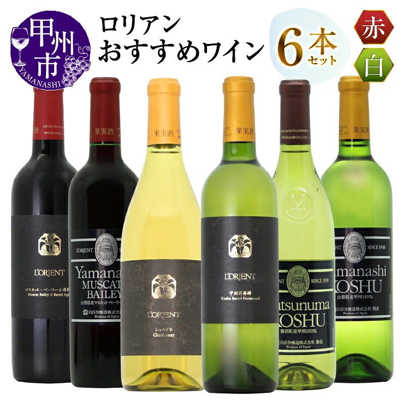 【ふるさと納税】 ワイン 赤 白 720ml 6本 セット 白百合醸造 ロリアン マスカット・ベーリーＡ 樽熟成 シャルドネ 甲州樽発酵 勝沼甲州 山梨甲州 赤ワイン 白ワイン 飲み比べ 酒 お酒 アルコール 母の日 父の日 記念日 ギフト 山梨県 甲州市 （MG） 【I7-480】 46,200円