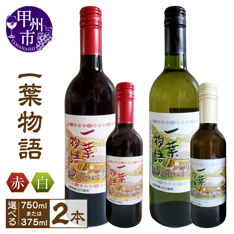 【ふるさと納税】 ワイン 2本 セット 赤 白 選べる 容量750ml 375ml お酒 飲み比べ 国産ワイン 一葉物語 赤ワイン ミディアム マスカットベリーA ブラッククイーン 白ワイン やや甘口 甲州 シャトー勝沼 母の日 父の日 記念日 ギフト プレゼント 山梨県 甲州市 9000 (EZS)