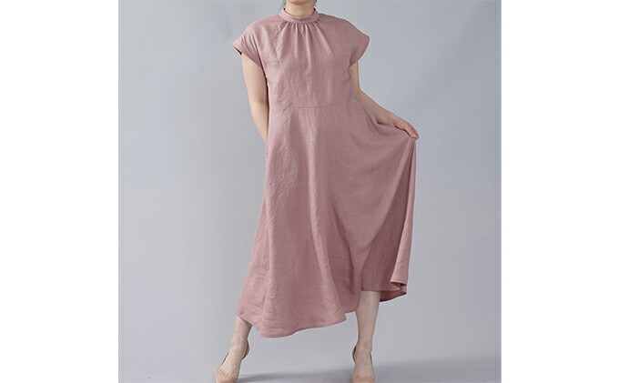 ふるさと納税 とろみリネンワンピース 美シルエット ふるさと納税 Aライン ピンク 山梨県中央市 レディースファッション ファッション 女性 レディース ワンピース ピンク色 ワンピ リネン リネン100