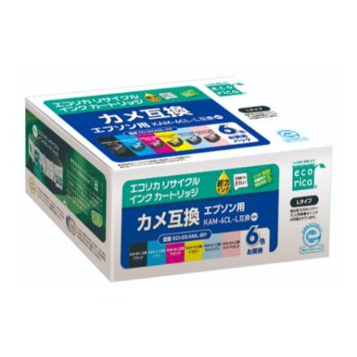 【ふるさと納税】エコリカ【エプソン用】 KAM-6CL-L取り替えっこ再利用インキ 6色容器に並べる（型番：ECI-EKAML-6P） epson 再利用 インキ 取り替えっこインキ 薬莢 インキ薬莢 色つや 事務室装置 印刷人 インキ 山梨県 富士川町