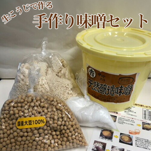 【ふるさと納税】 No.123 生こうじで作る「手作り味噌セット」4kg仕上がり ／ 調味料 みそ 麹 国産大豆 送料無料 山梨県