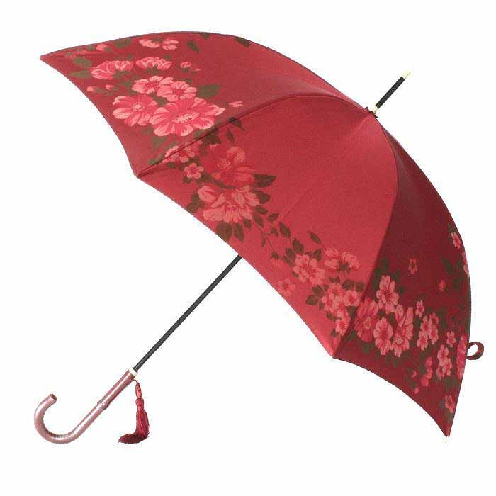 【ふるさと納税】 槙田バス発着場【晴雨兼用】長傘 ”絵澱” 大薔薇：エンジ  FAA5069
