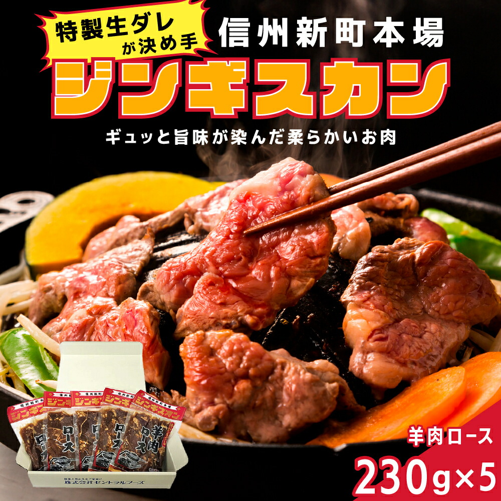 【ふるさと納税】信州新町本場ジンギスカン　むさしや食品　特製生ダレ羊肉ロース230g×5パック ラム肉 肉の加工品 お肉 味付き肉