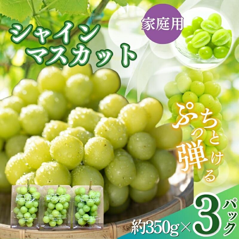 【ふるさと納税】【農家応援企画！！】シャインマスカット家庭用3パック（約350g×3）※オンライン決済限定　2025秋発送 果物 ぶどう フルーツ 食後 デザート 　お届け：2025年10月31日まで