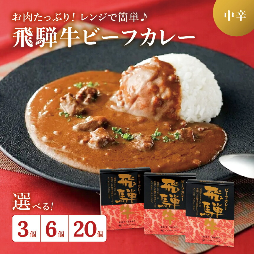 【ふるさと納税】 選べる内容量 飛騨牛 ビーフカレー セット ( 3個 or 6個 or 20個 ) H-70C | 食品 ビーフ カレー 中辛 セット レトルト 便利 保存 人気 カリー 牛肉 JA 全農 ミートフーズ  |ふるさと納税 カレー ビーフカレー 飛騨牛  国産 長野県 松本市