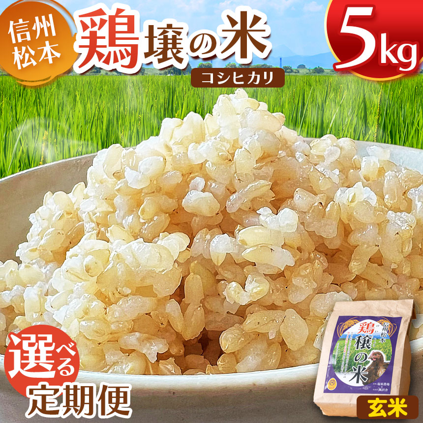 【ふるさと納税】鶏穣（けいじょう）の米　玄米 ５ｋｇ【 選べる 定期便 】 単品 or 2回 or 4回 or 6回 or 12回 ｜米 玄米 コシヒカリ こしひかり 鶏穣の米 信州 松本産 5kg こめ ご飯 国産 長野県 松本市 単品 定期便