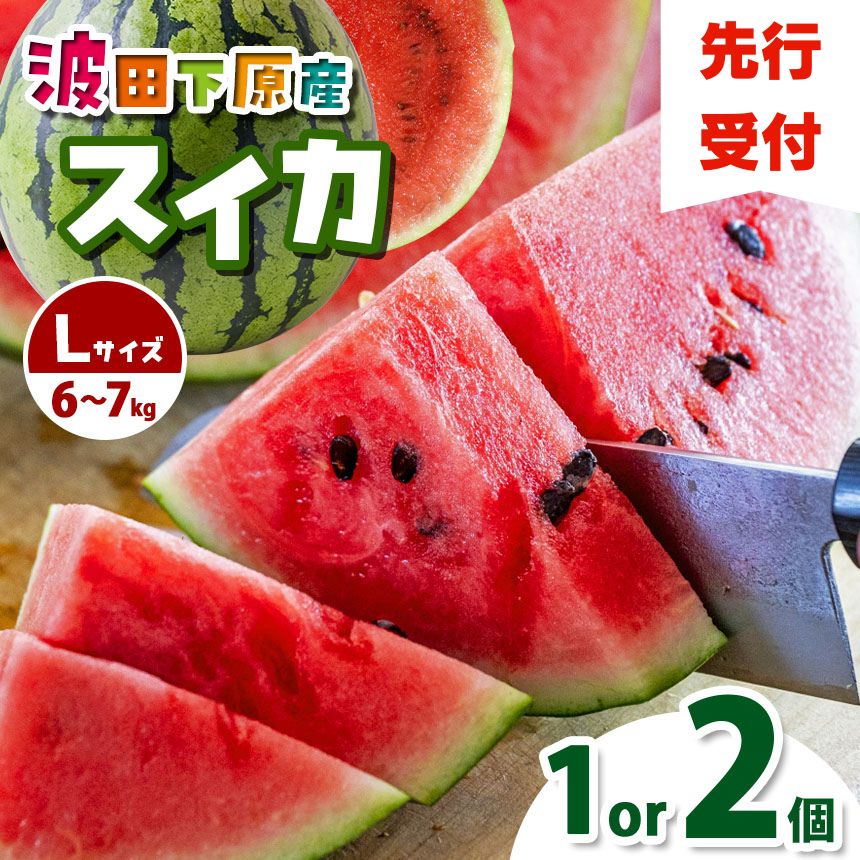 【ふるさと納税】【先行受付：7月～発送】選べる! Heart-Landﾉﾑﾗ　波田下原産スイカ　Lサイズ（6～７kg） | ふるさと納税 フルーツ 果物 スイカ 西瓜 波田スイカ 下原スイカ 夏 旬のスイカ 大玉スイカ シャリ感 野菜 長野県 松本市 人気 オススメ 先行受付