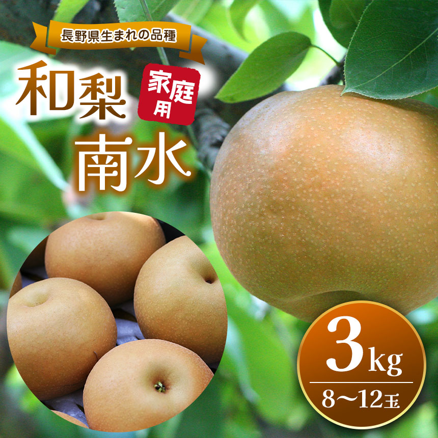 【ふるさと納税】【9月上旬～発送】長野県生まれの品種 和梨 南水 3kg(8玉～12玉)｜ふるさと納税 信州 松本 梨 なし 南水 甘い 果物 フルーツ 甘い おすすめ