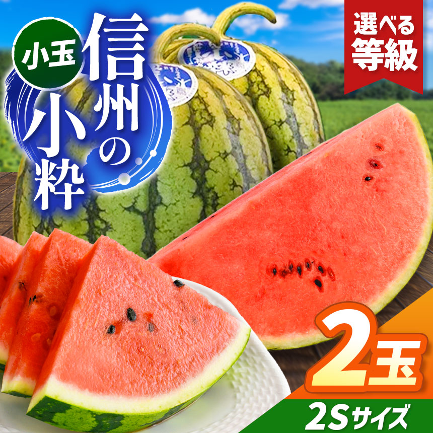 【ふるさと納税】先行予約【選べる】信州波田産 小玉スイカ！信州の小粋 2玉 ２Sサイズ｜ふるさと納税 長野県 信州 松本 果物 フルーツ 小玉 すいか スイカ 西瓜 贈答 季節限定 甘い くだもの ふるーつ