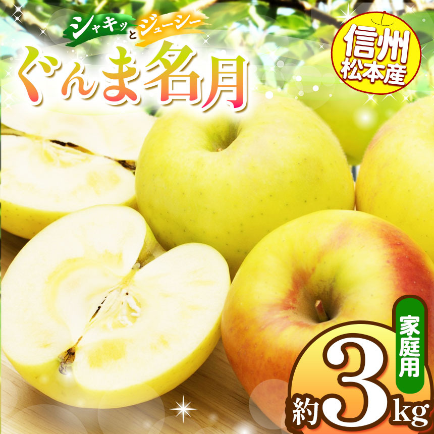 【ふるさと納税】【先行受付】信州松本産　ぐんま名月　約3kg家庭用（訳あり品） │ 林檎 りんご リンゴ ぐんま名月 果汁 果物 貴重 くだもの フルーツ 自然 旬 ご褒美 長野県 信州 松本 ふるさと納税