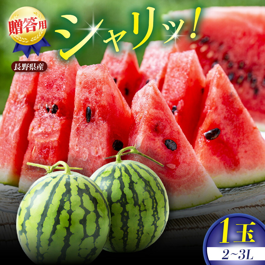 【ふるさと納税】贈答用 信州松本平産 西瓜 2～3L 1個　～高原の恵みが生んだ、甘くみずみずしい夏の味～ │ すいか スイカ 野菜 夏 果物 新鮮 自然 甘い 美味しい 長野県 信州 松本 ふるさと納税｜長野県松本市