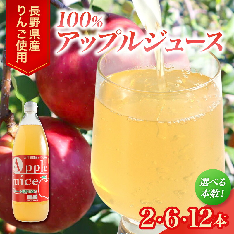 【ふるさと納税】果汁100%りんごジュース 1L 2本 6本 12本 サンふじ ジュース ドリンク 信州 長野|長野県上田市