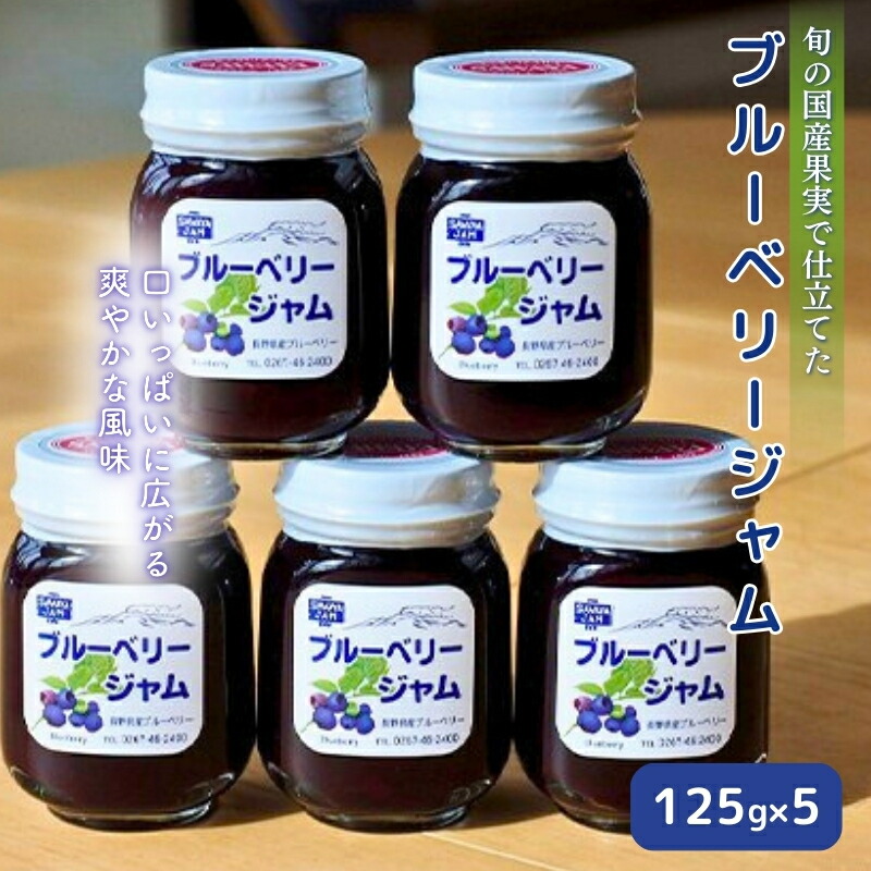 【ふるさと納税】ジャム ブルーベリー 125g 5本 セット 信州小諸産 長野 加工品 フルーツ 果物 　お届け：寄附入金確認後、随時発送