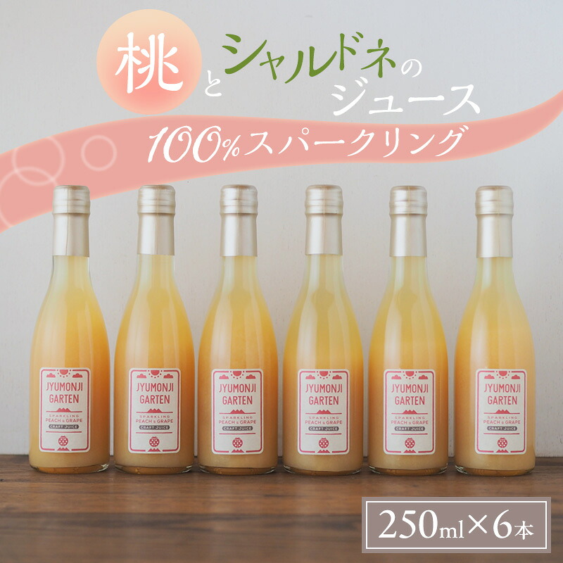 【ふるさと納税】桃とシャルドネのジュース 100％スパークリング（250ml×6本）　お届け：2026年3月下旬～11月下旬まで