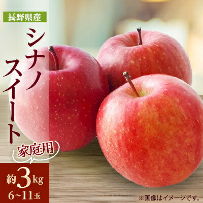 【ふるさと納税】家庭用【2025年発送】長野県産 りんご　シナノスイート　約3kg(6～11玉)_ りんご 林檎 果物 フルーツ くだもの 人気 おすすめ 送料無料 産地直送 長野 信州 シナノスイート 【1576278】