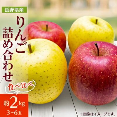 【ふるさと納税】長野県産 りんご サンふじ&シナノゴールド 詰め合わせ 約2kg(3～6玉程度)【1577883】