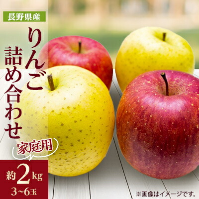 【ふるさと納税】家庭用【2025年発送】 りんご サンふじ&シナノゴールド 詰め合わせ 約2kg(3～6玉程度)【1577926】