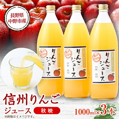 【ふるさと納税】信州りんごジュース 秋映 (1000ml×3本)【1675974】